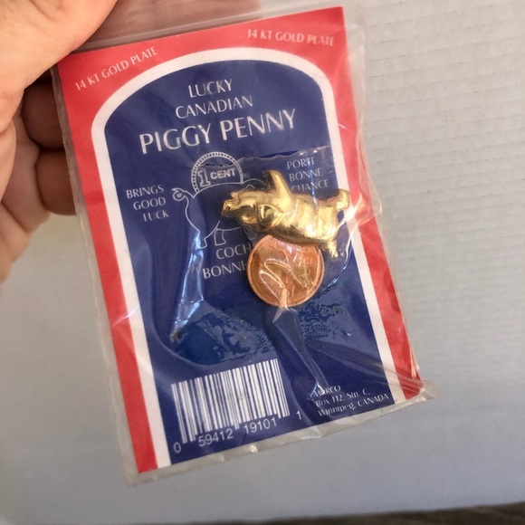Vtg Lucky Canadian Piggy Penny Charm - Picture 6 of 9